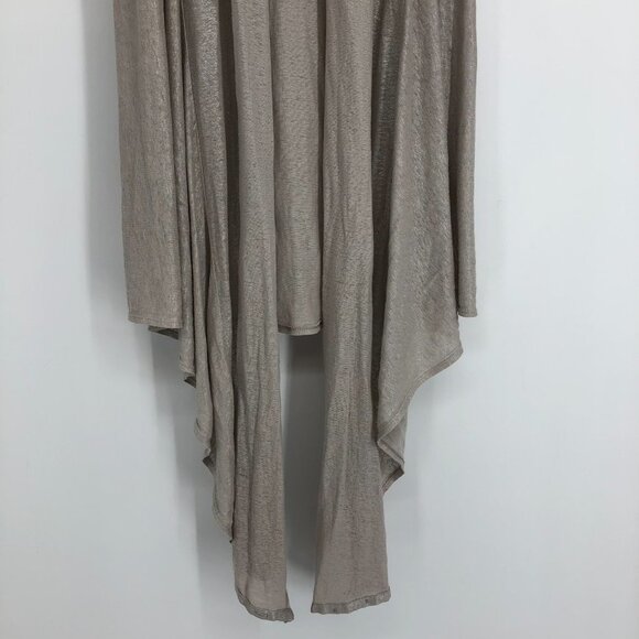 alice + olivia taupe sleeveless flowy draping high low cardigan 100% linen XS - Picture 5 of 14